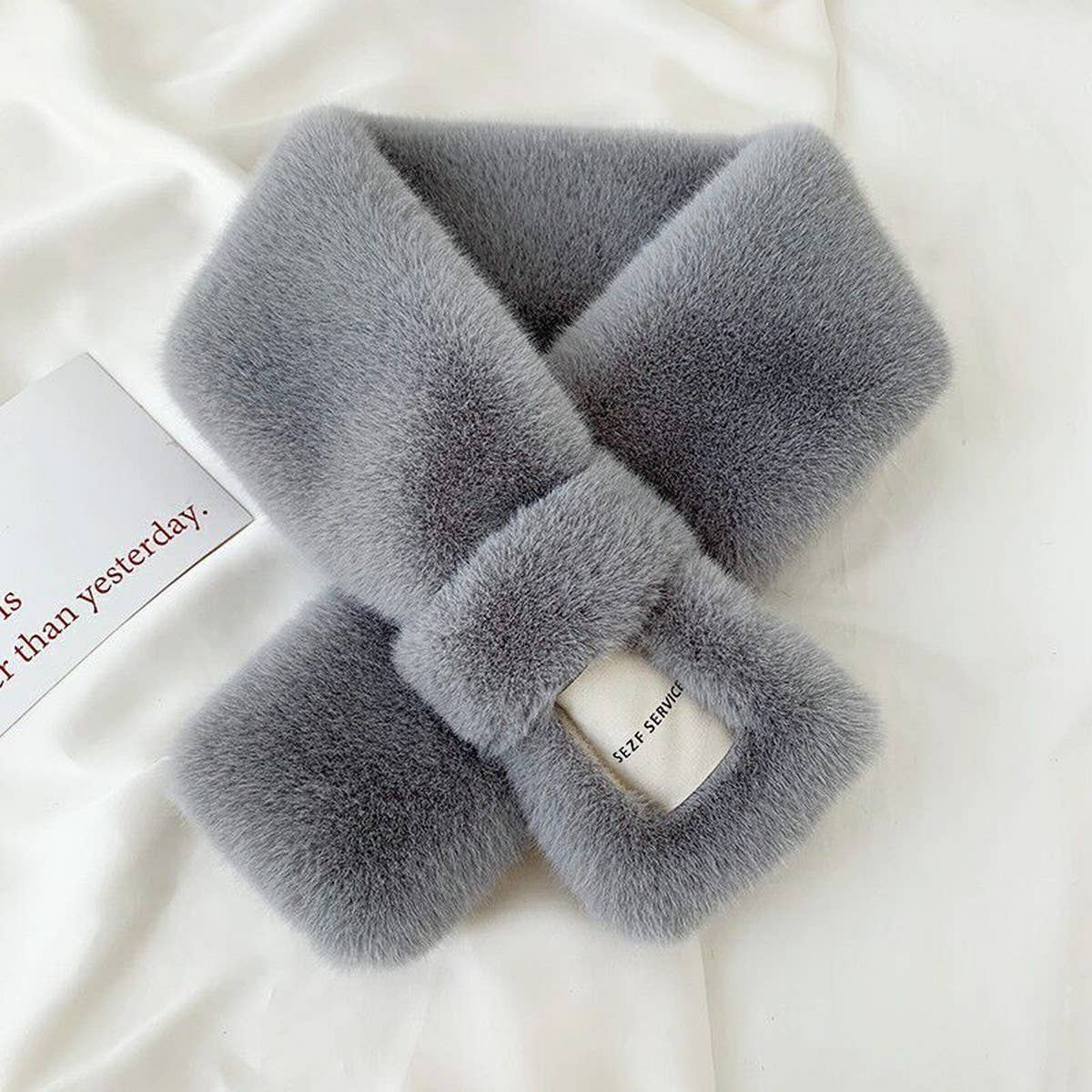 Faux Fur Scarf - Knit Winter Neck Wrap for Women
