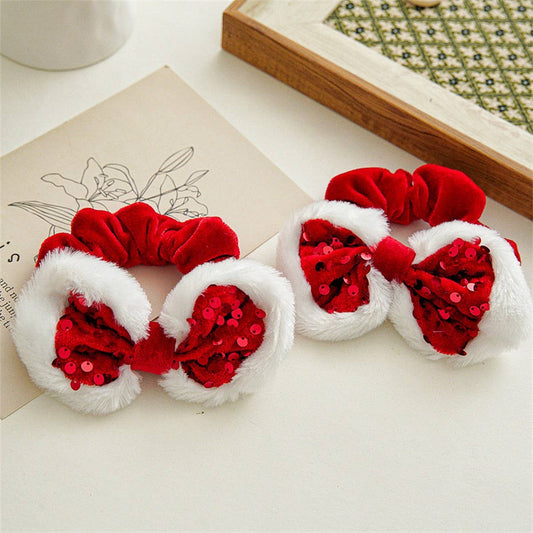 CHRISTMAS RED SEQUIN BOW HAIRBAND