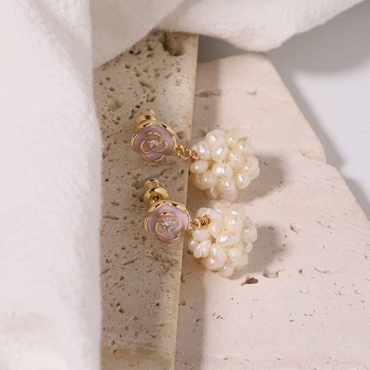 RETRO FASHION ZIRCON ROUND PEARL EARRINGS_CWAJE3792
