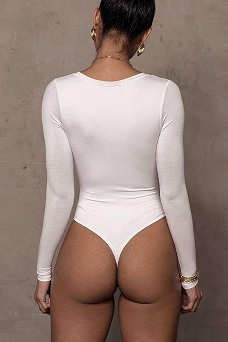 CWSJS1373_NEW SEXY LONG SLEEVE V-NECK SLIM BODYSUIT