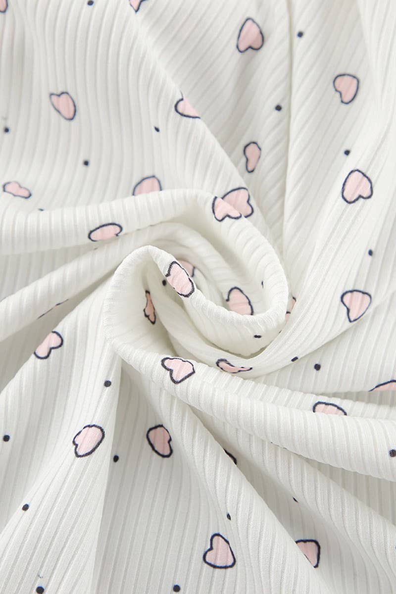 CWSPJ0396_HEART PRINT CARDIGAN LACE-UP NIGHTGOWN