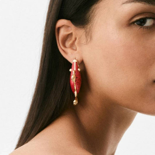 Fashion Retro Red Spotted Chubby Fish Earrings_CWAJE5049