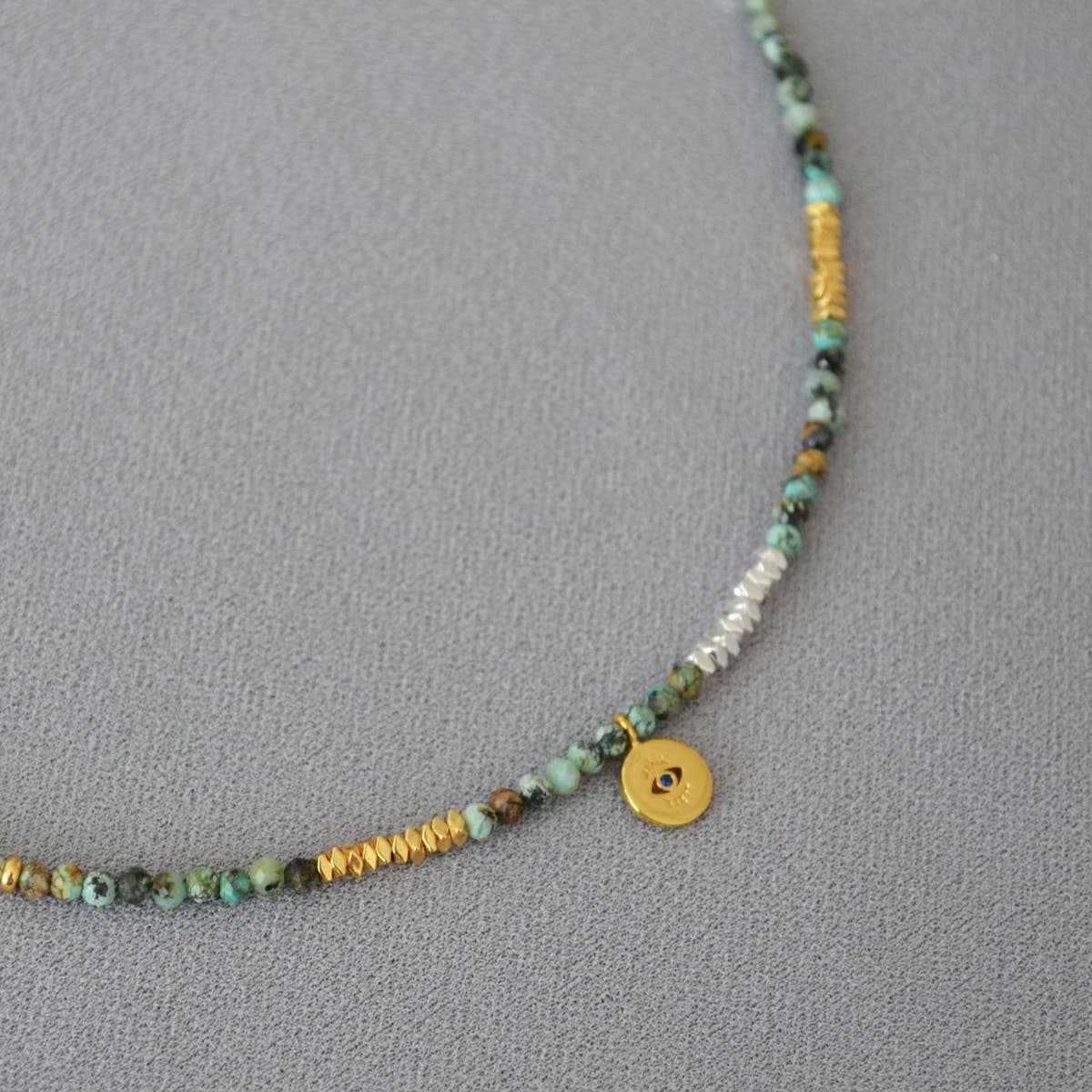 VINTAGE TURQUOISE AND SILVER BEADED NECKLACE