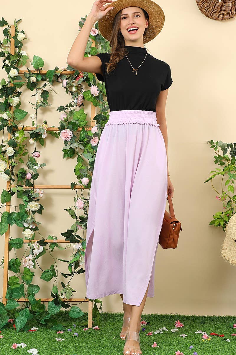 CWBLS133-S_BANDED SMOCKING WAIST MAXI SKIRT WITH POCKET