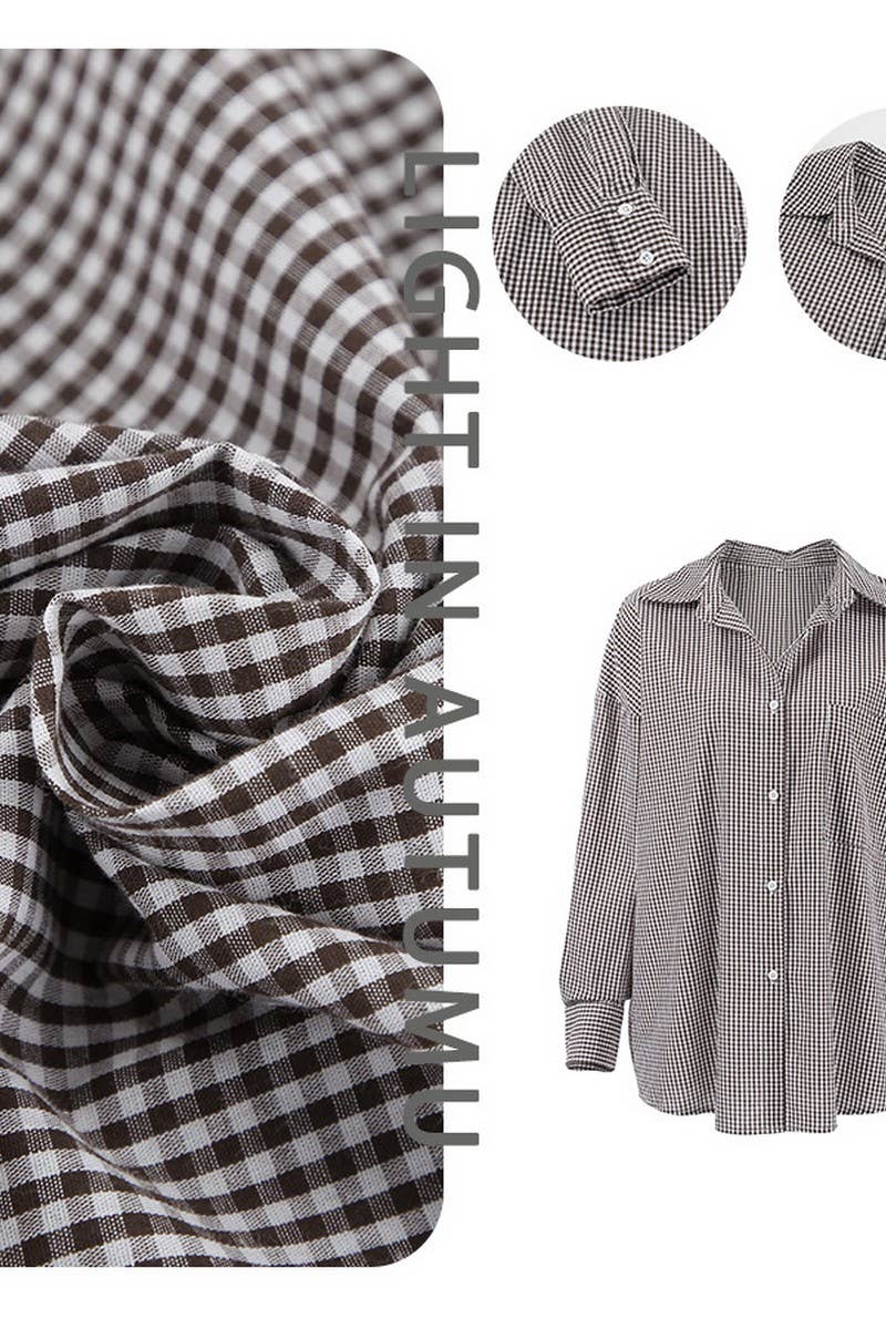 CWTSTL00912_COTTON PLAID LOOSE LONG-SLEEVED SHIRT JACKET