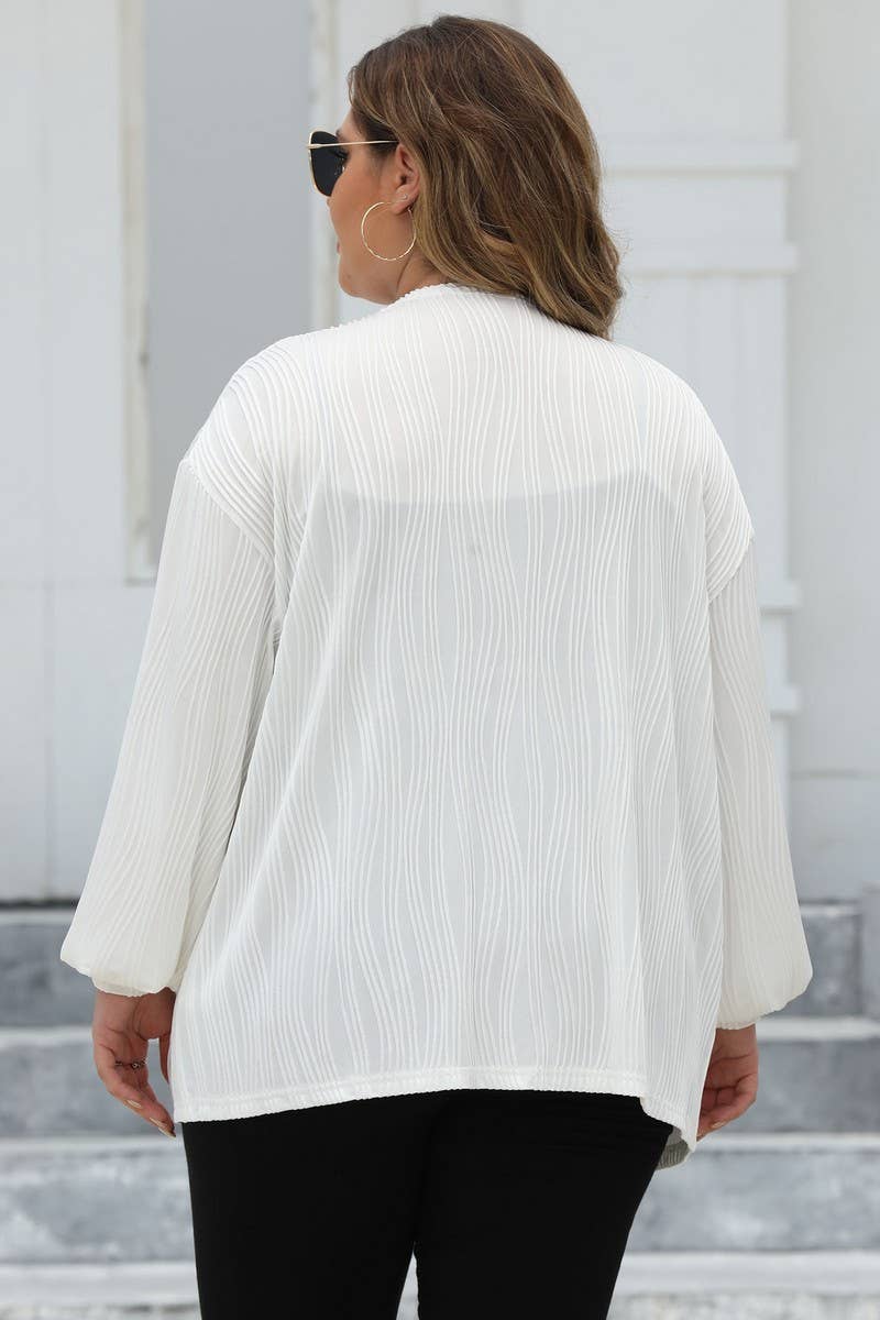 CWOSWL1581_PLUS Size Open Front Long Sleeve Cardigan Top