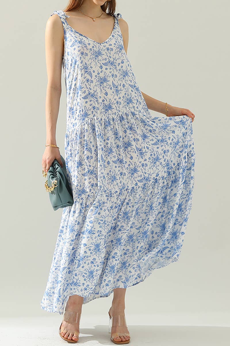 CWDMD543_SLEEVELESS STRAP TIE DRESS