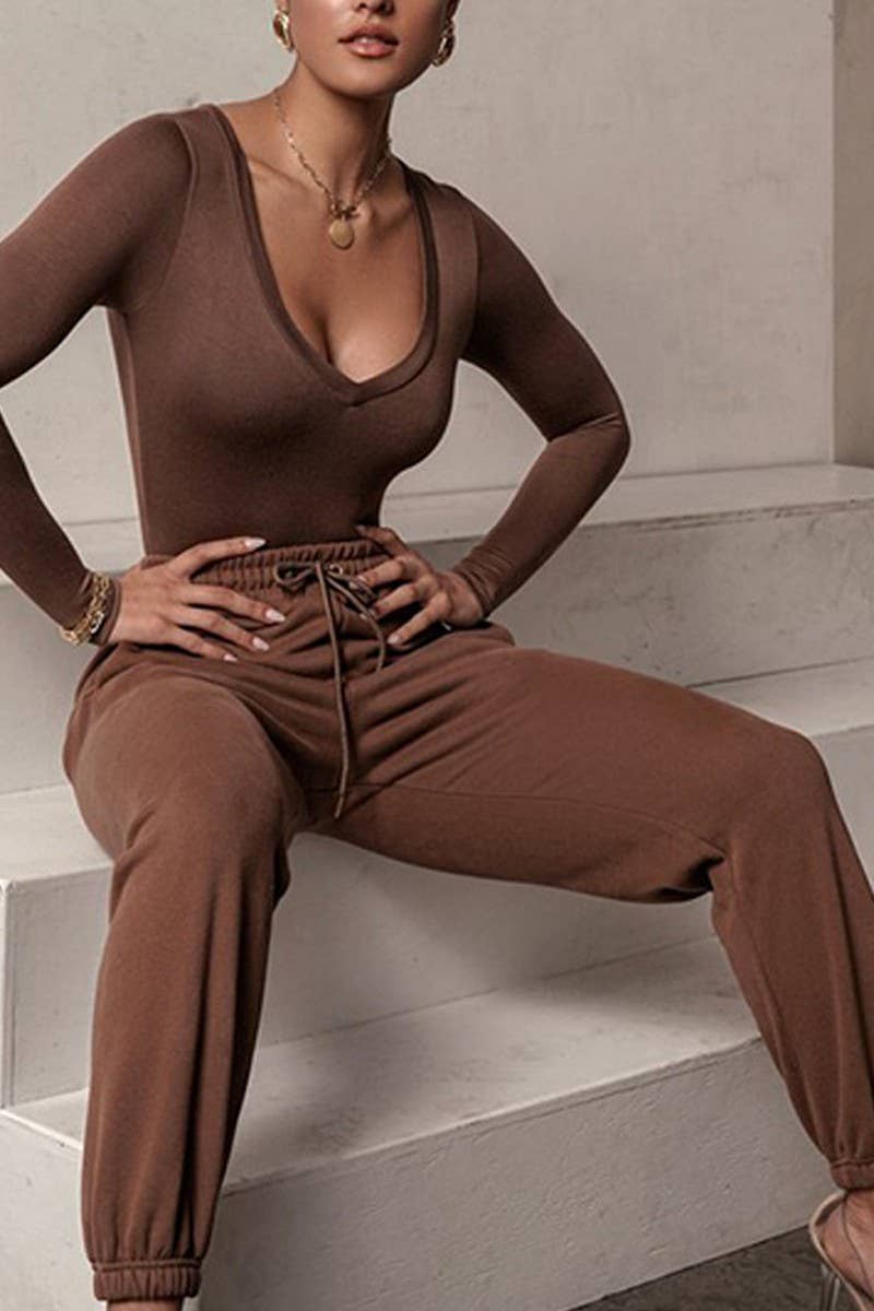 CWSJS1373_NEW SEXY LONG SLEEVE V-NECK SLIM BODYSUIT