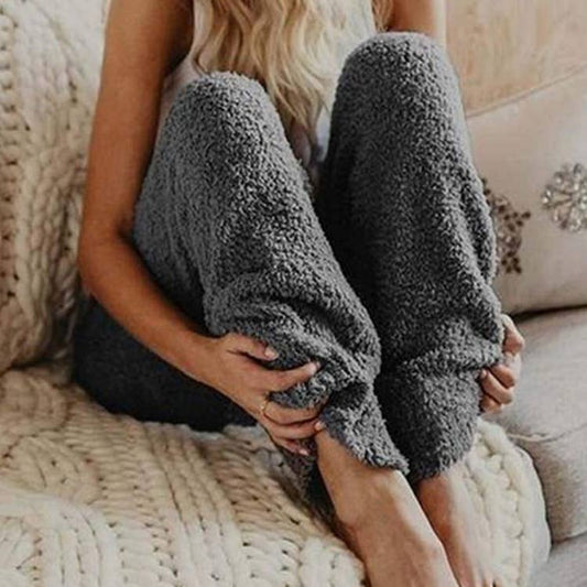 DOUBLE-SIDED FLEECE WARM SOLID COLOR FLEECE PANTS