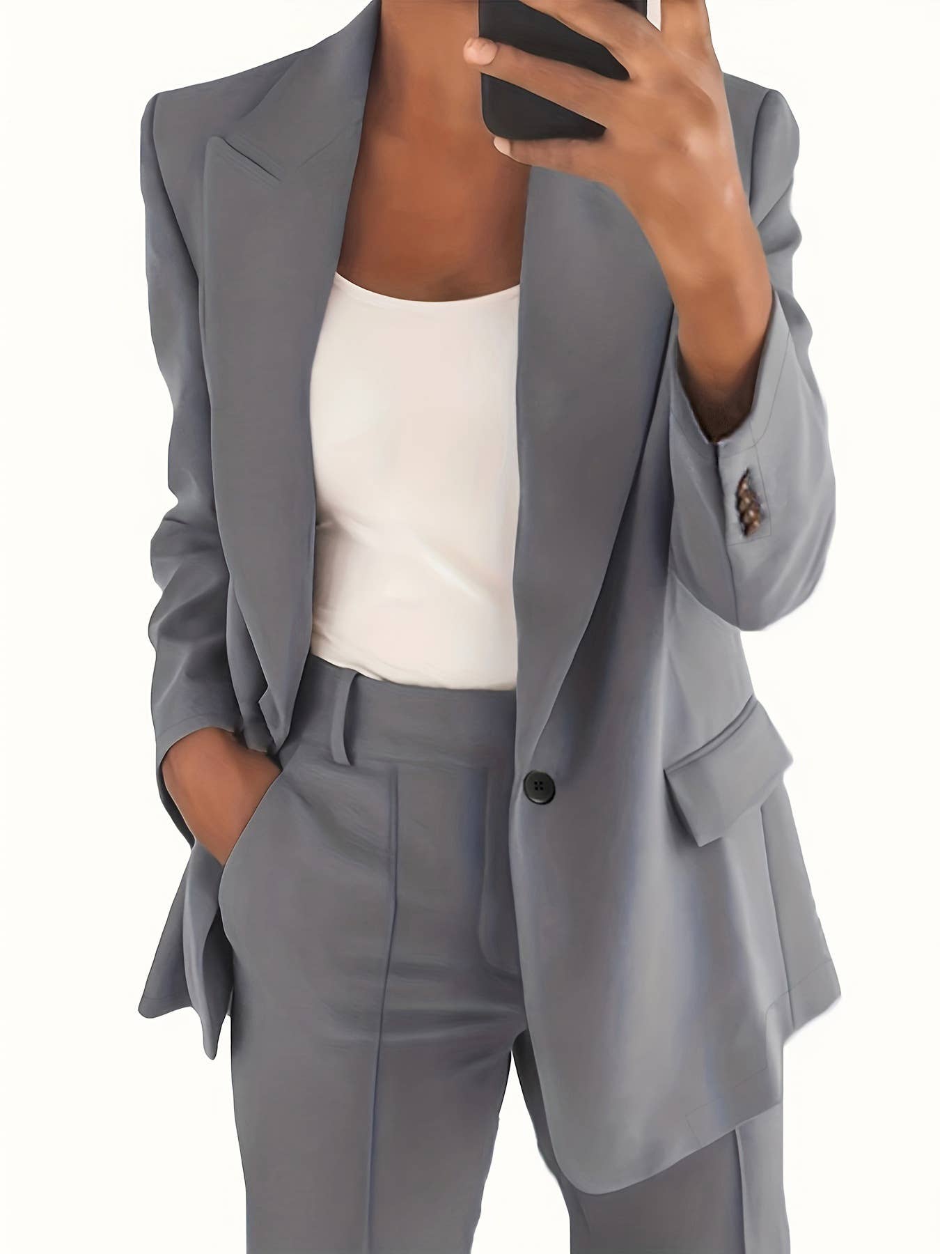 Chic Lapel Blazer and Pants Set for Women
