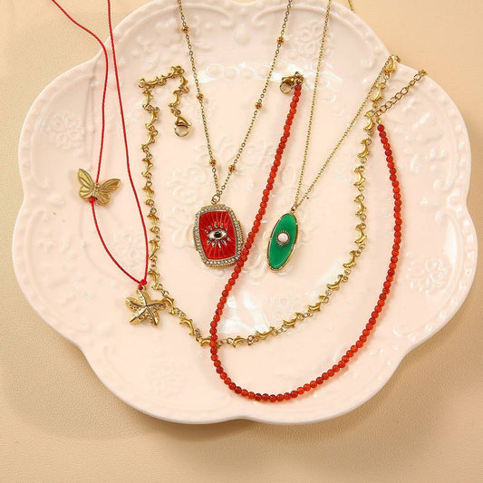 Starfish Eye Pendant Necklace Handmade Enamel_CWMM8872