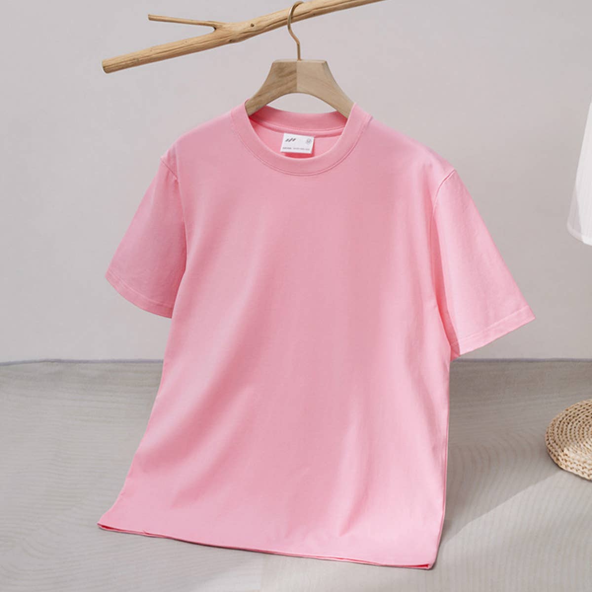 CWTTS0924_LOOSE ROUND NECK SOLID COLOR SHORT SLEEVE