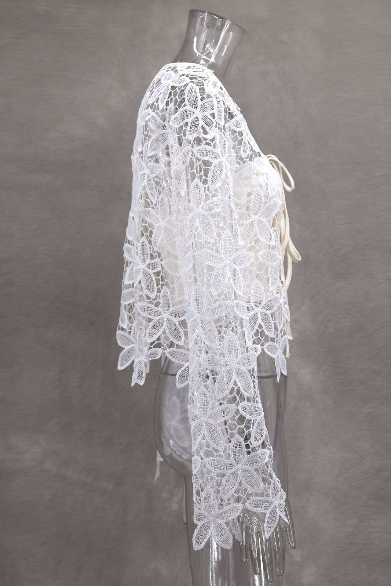 Elegant Lace Flower Embroidered Bustier Jacket