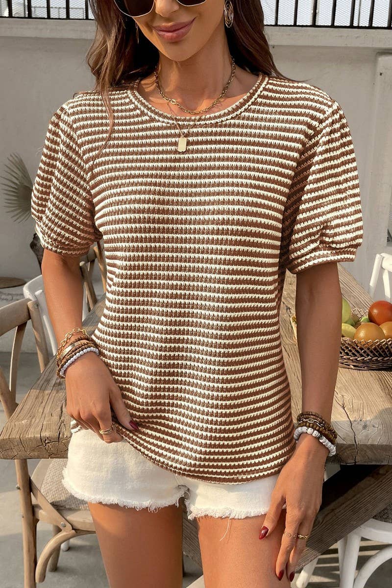 CWTTS1360_SUMMER WOMEN'S CASUAL PUFF SLEEVE TOPS