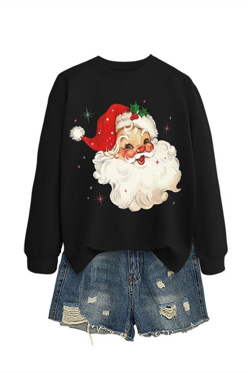 CWTBLL01324_SANTA CLAUS HEAD PATTERN PULLOVER SWEATSHIRT