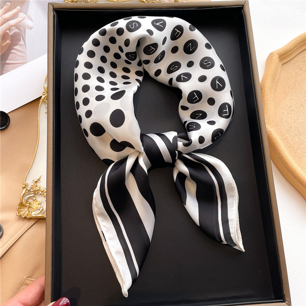Lily Print Satin Square Scarf for Summer Sun