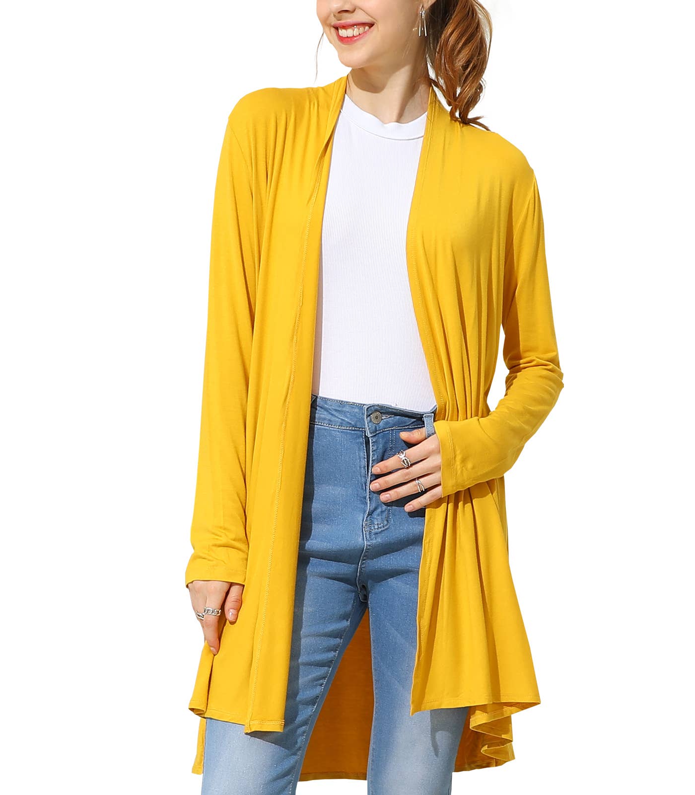 AWTL074_Long Sleeve Casual Open Front Long Cardigan