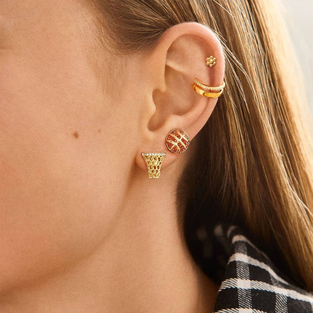 Sports Series Tennis Football Stud Earrings_CWAJE5066