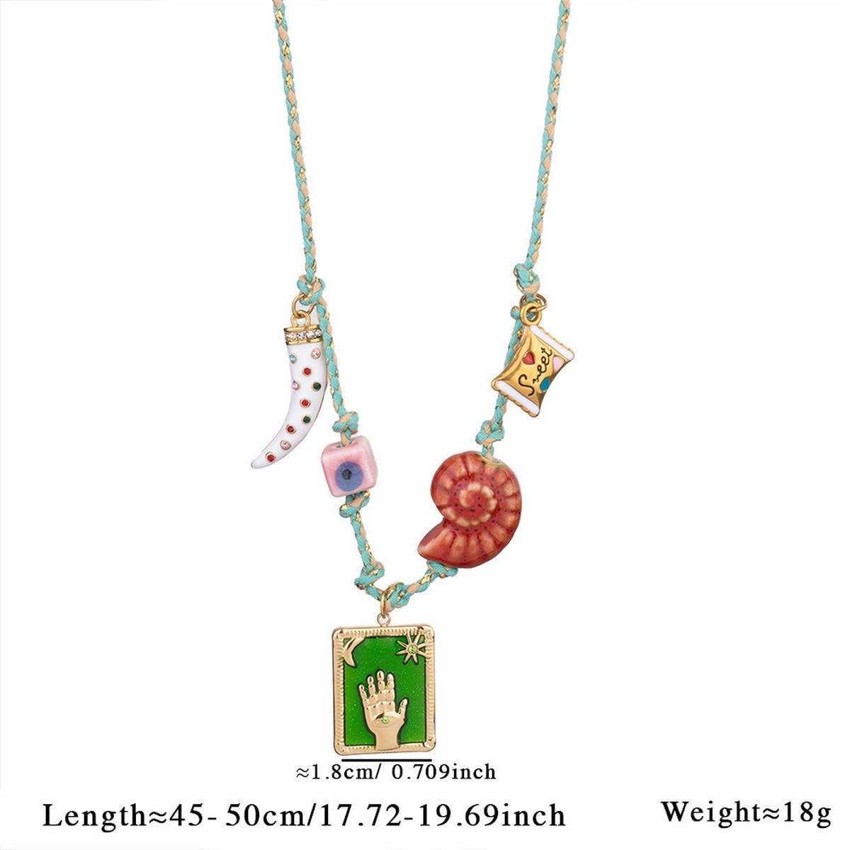 Evil Eye Shell Necklace with Color Rope_CWMM7528