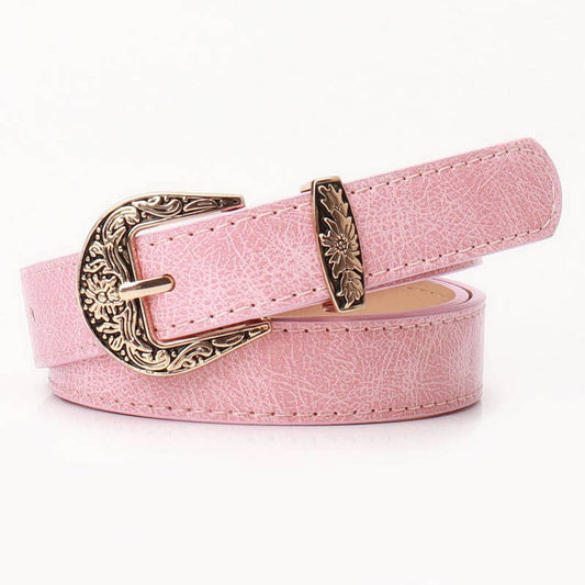 Fashionable versatile retro carved buckle belt