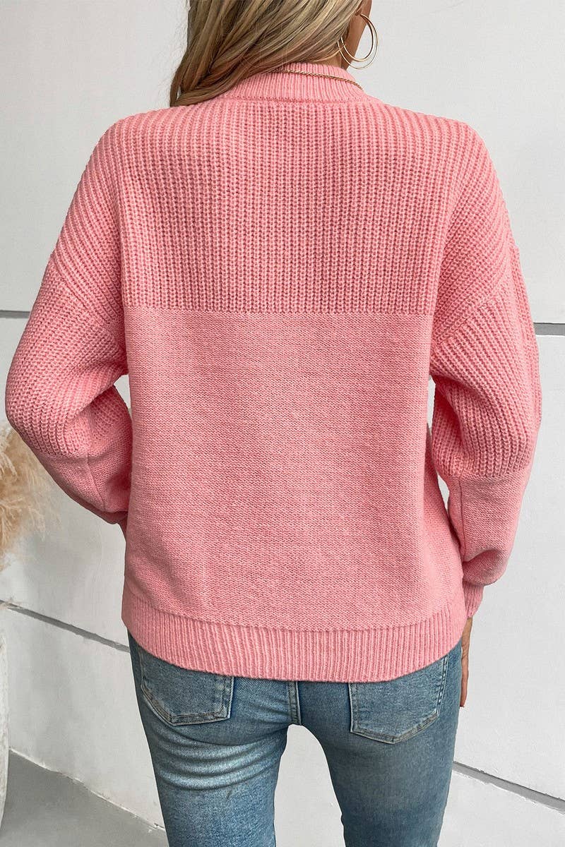 CWOSWL2875_HALF TURTLENECK PULLOVER KNITTED SWEATER