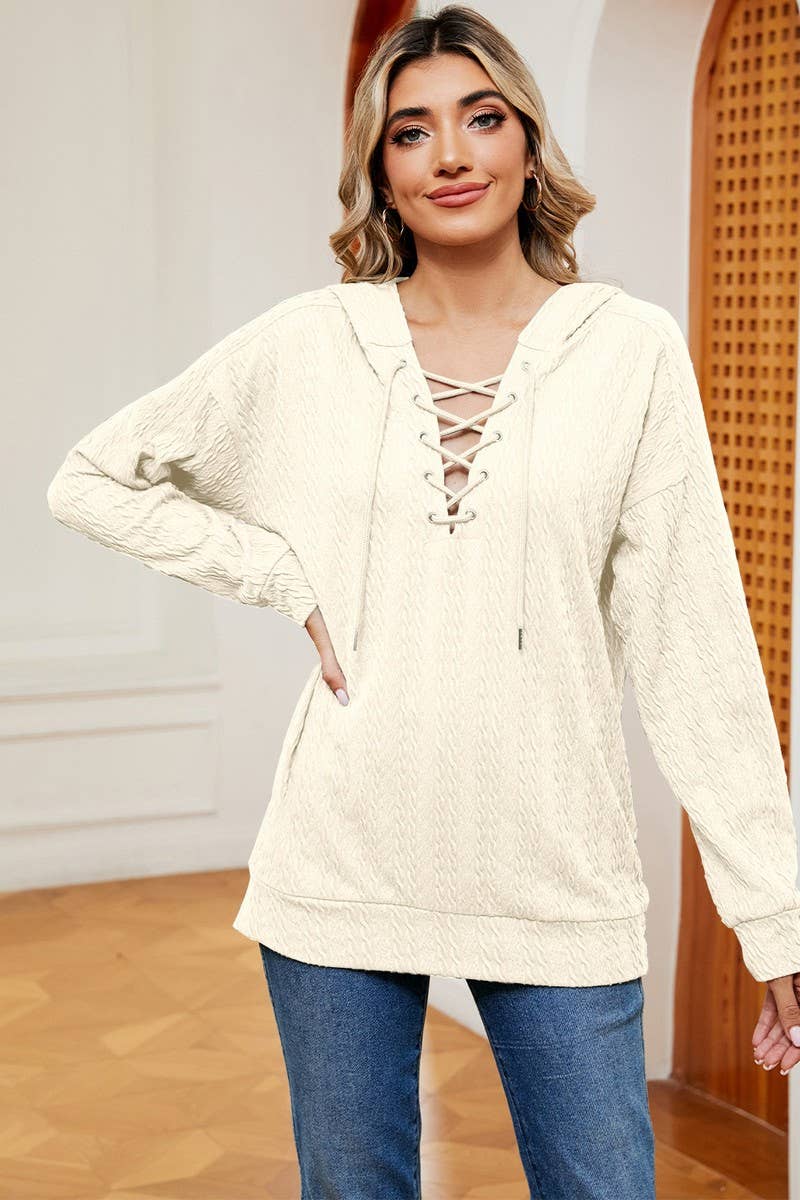 CWOHOL1096_AUTUMN AND WINTER SOLID COLOR HOODED SWEATSHIRT