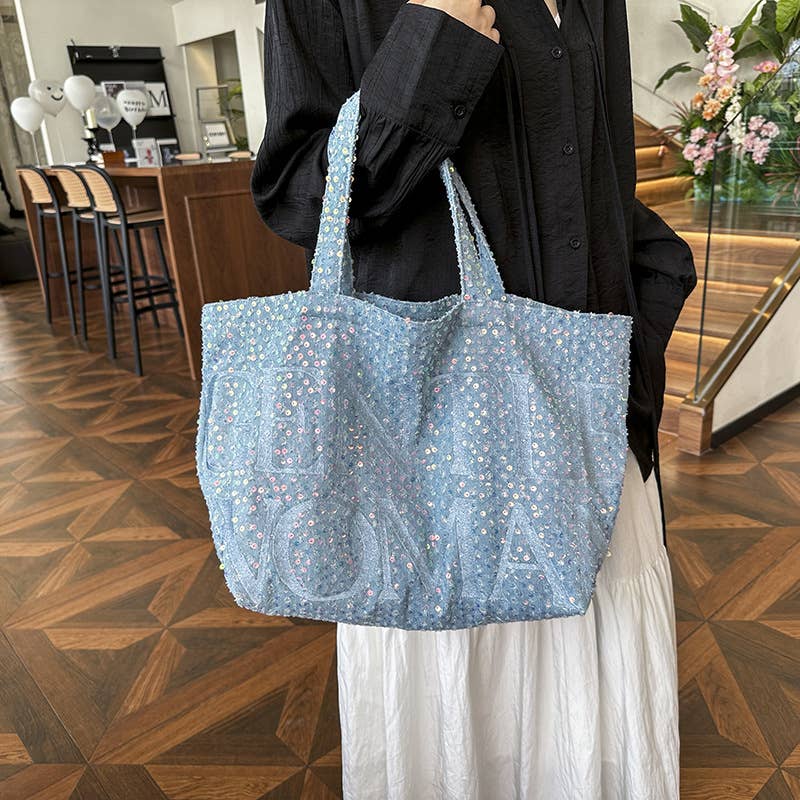 Niche design trendy sequin large-capacity bag