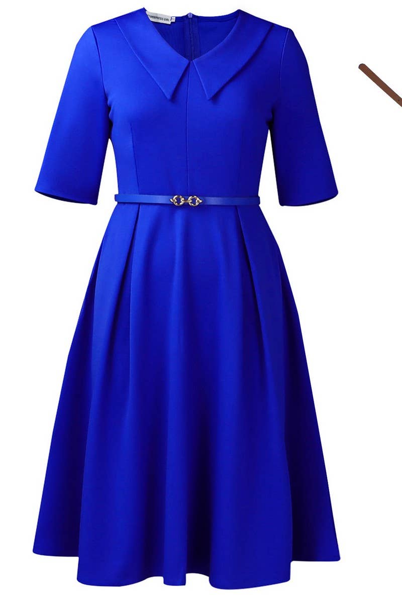 CWDMD01264_WOMEN ELEGANT COLOR MIDI DRESS HALF SLEEVE 2025