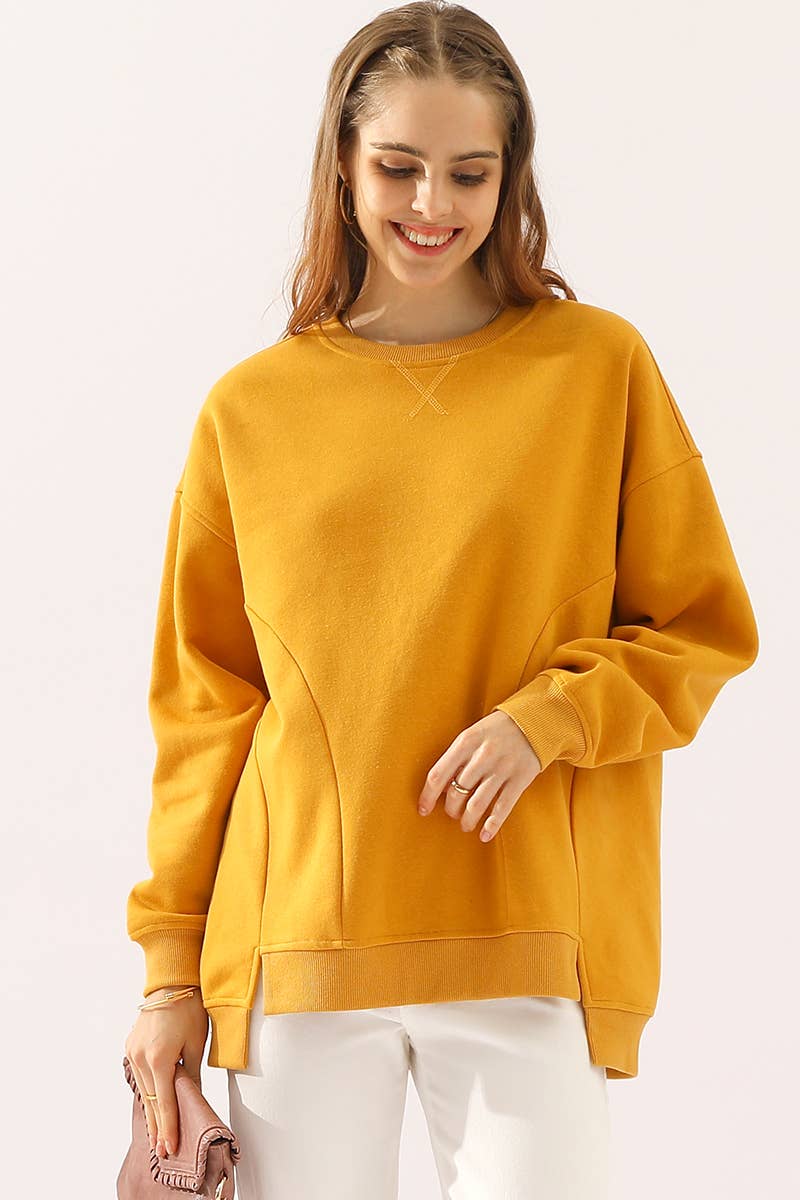 CWTTL1425_Round Neck Casual Long Sleeve Top
