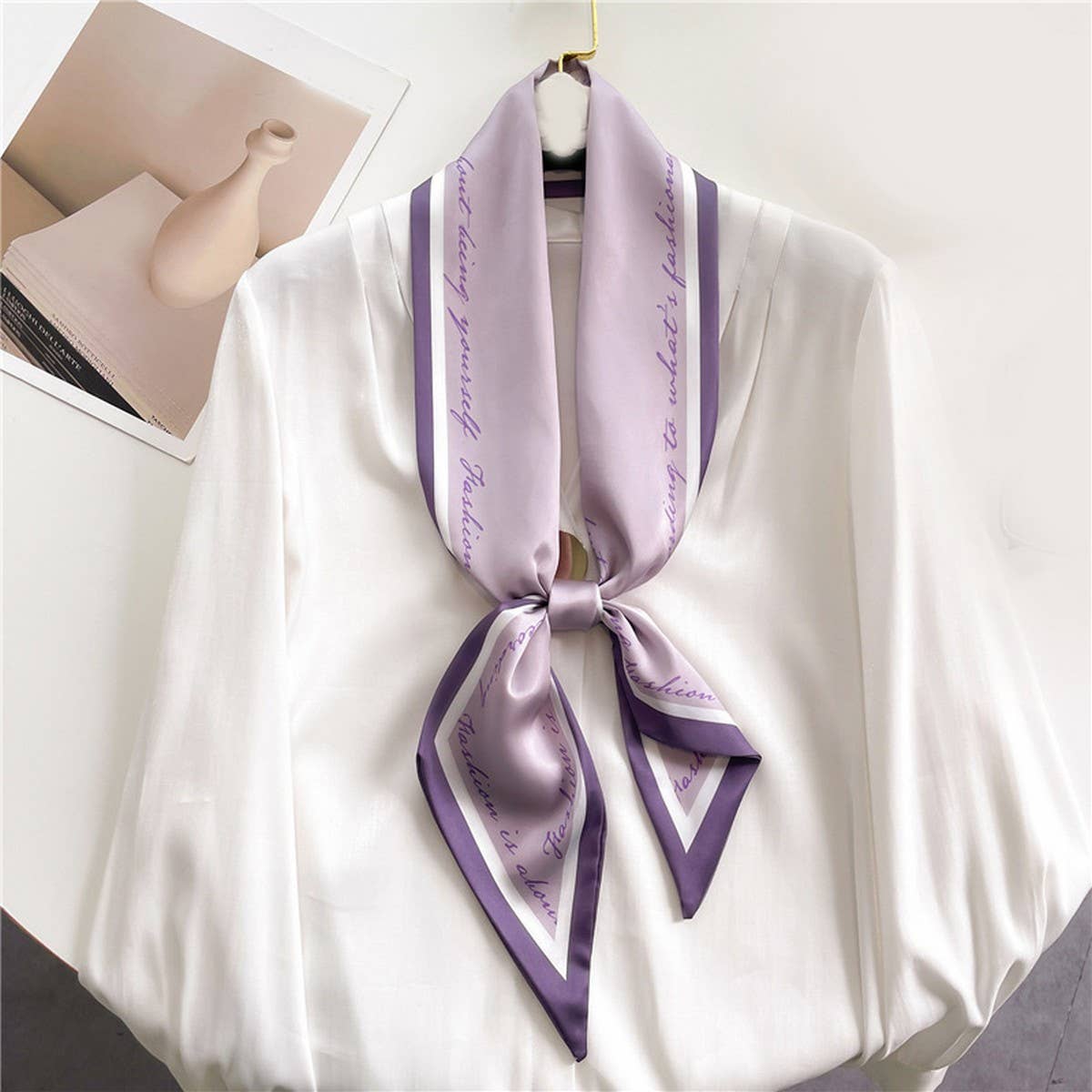 FASHIONABLE DOUBLE-LAYER RIBBON ANGLED HEAD SCARF