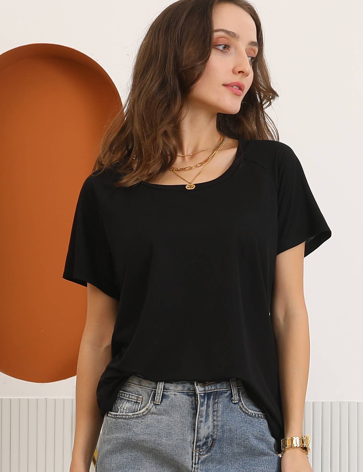 CWTTS693_ROUND NECK REGLAN SLEEVE COOL T SHIRT TOP