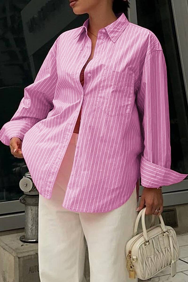 CWTBLL00594_CASUAL STRIPED CONTRAST LONG-SLEEVED SHIRT