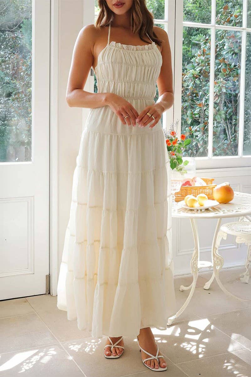 CWDHL0883_SEXY HOLIDAY CASUAL HALTER NECK DRESS