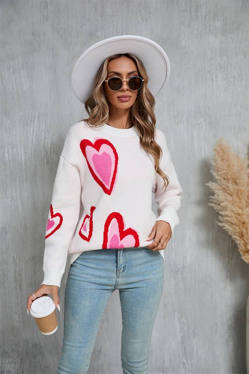 CWOSWL5781_VALENTINE'S DAY HEART PEACH SWEATER CARDIGAN