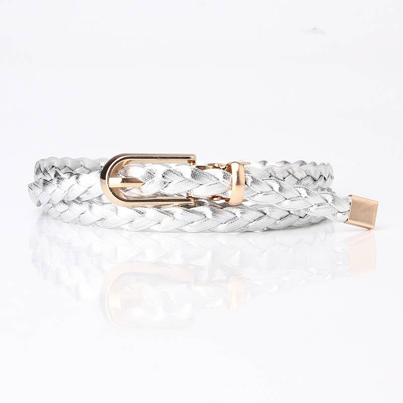 Fashionable ladies weave thin waist belts