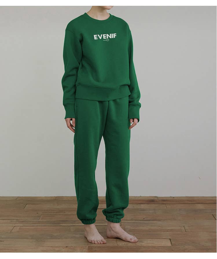 Fleece sweatshirt tight-fitting sweatpants set
