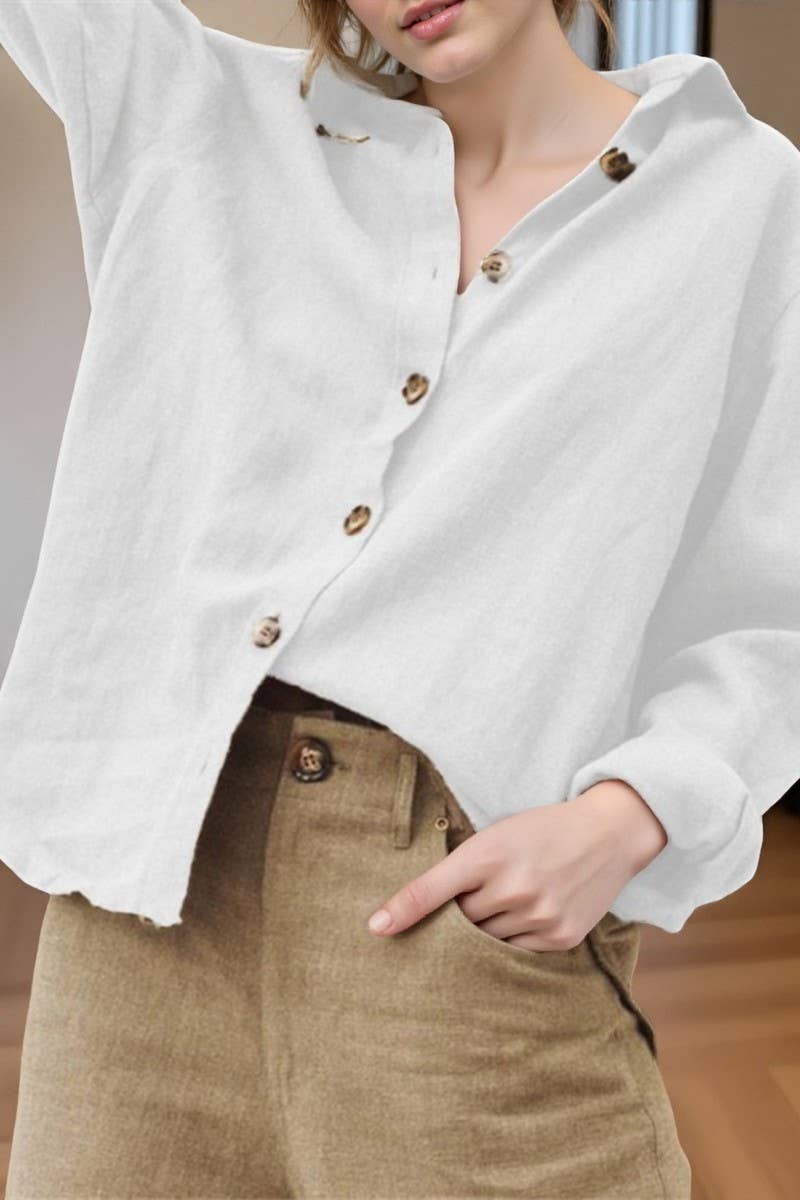 CWTTL01006_FASHION LAPEL LONG-SLEEVED LOOSE SHIRT