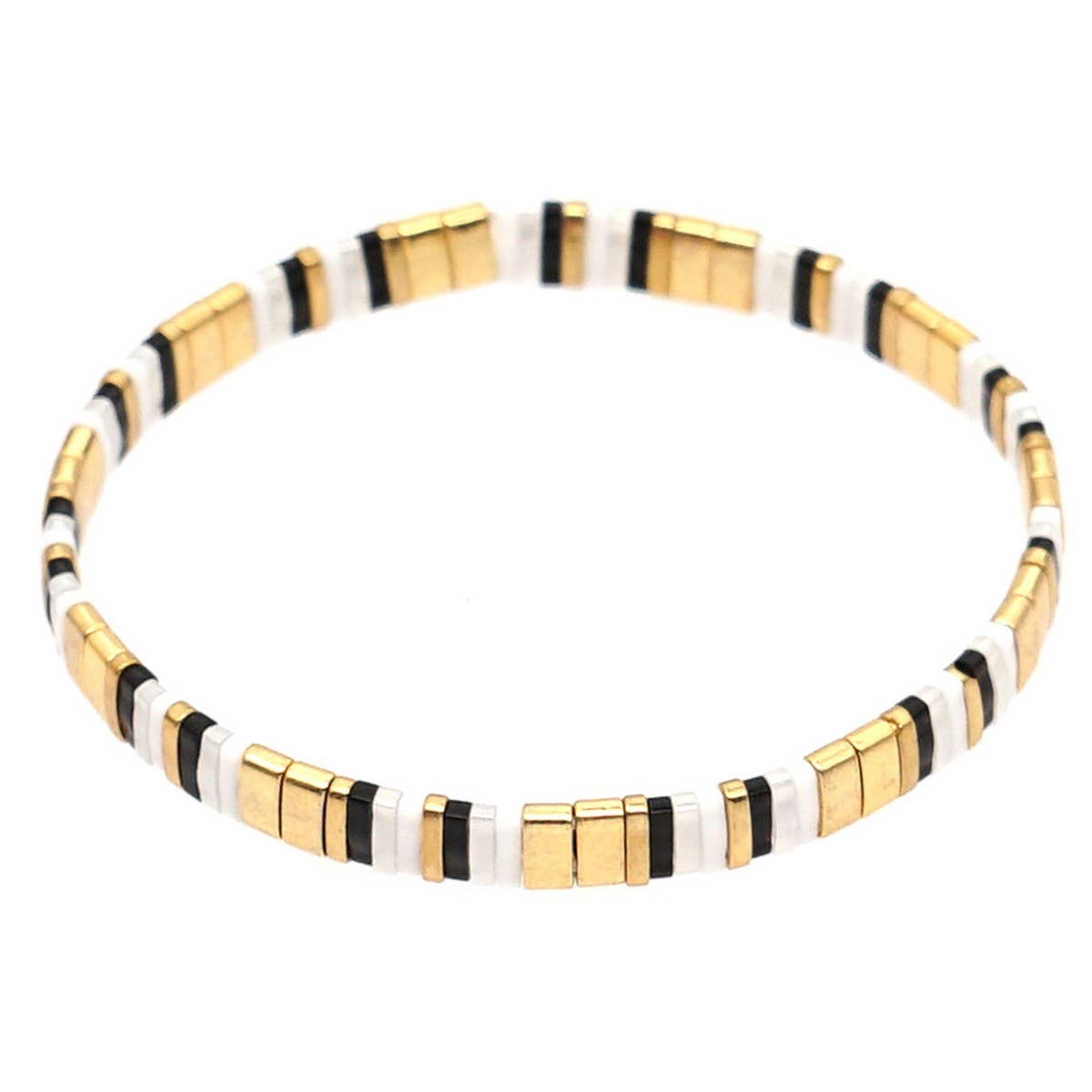 MULTI-LAYERED TILA BEADS BRAIDED GOLD BEAD BRACELET