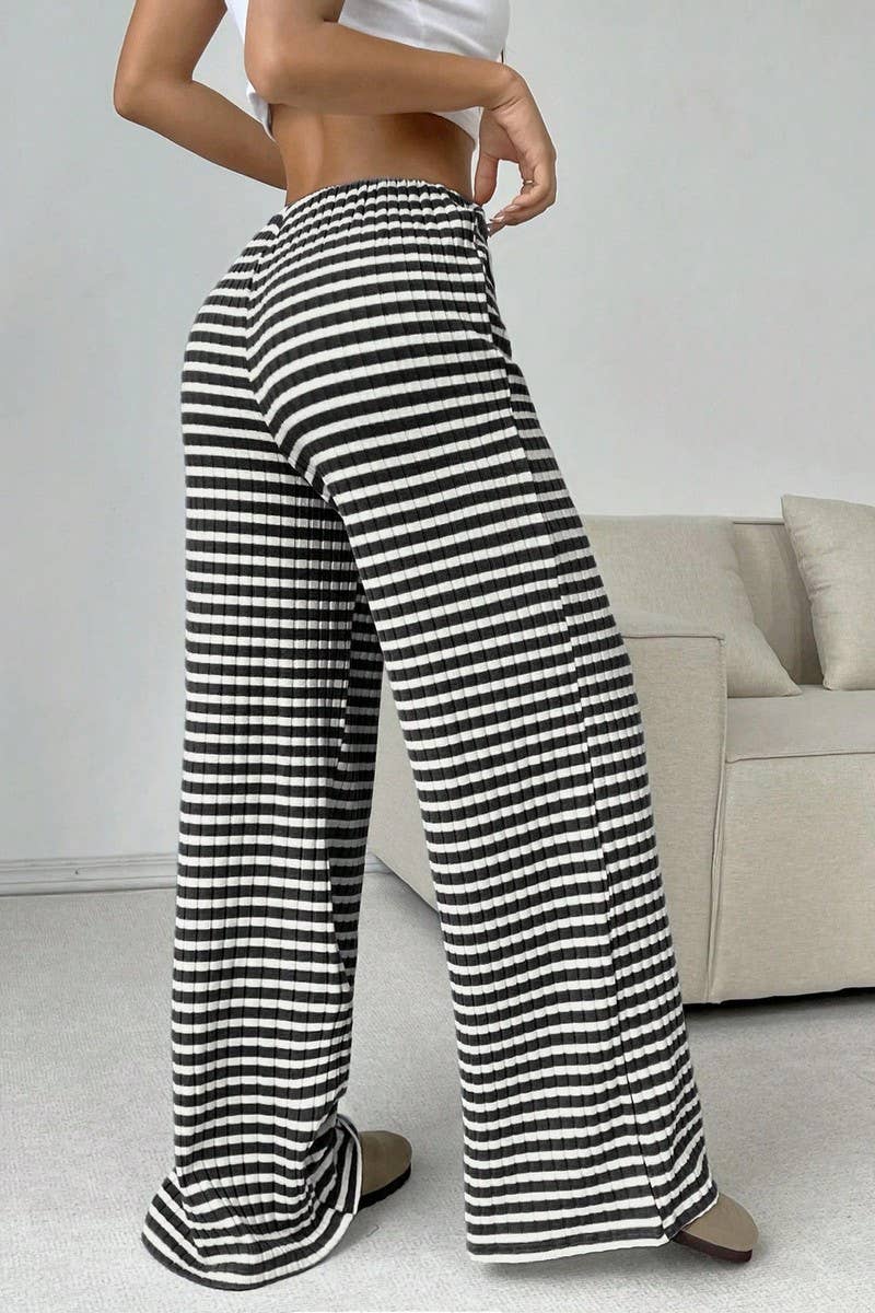 CWBLP1370_STRIPED ELASTIC DRAWSTRING STRAIGHT LEG PANTS