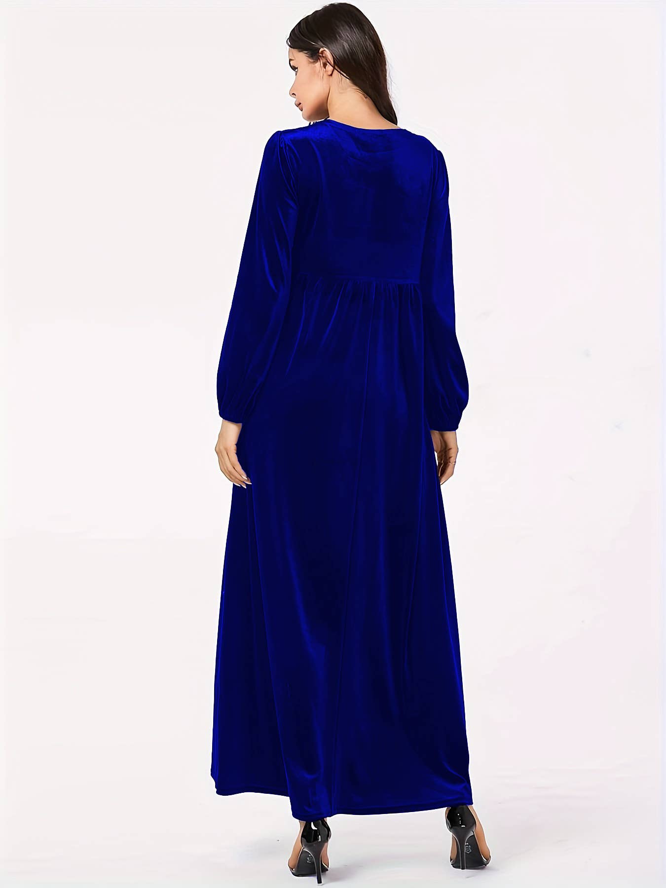Fashionable round-neck velvet loose dress