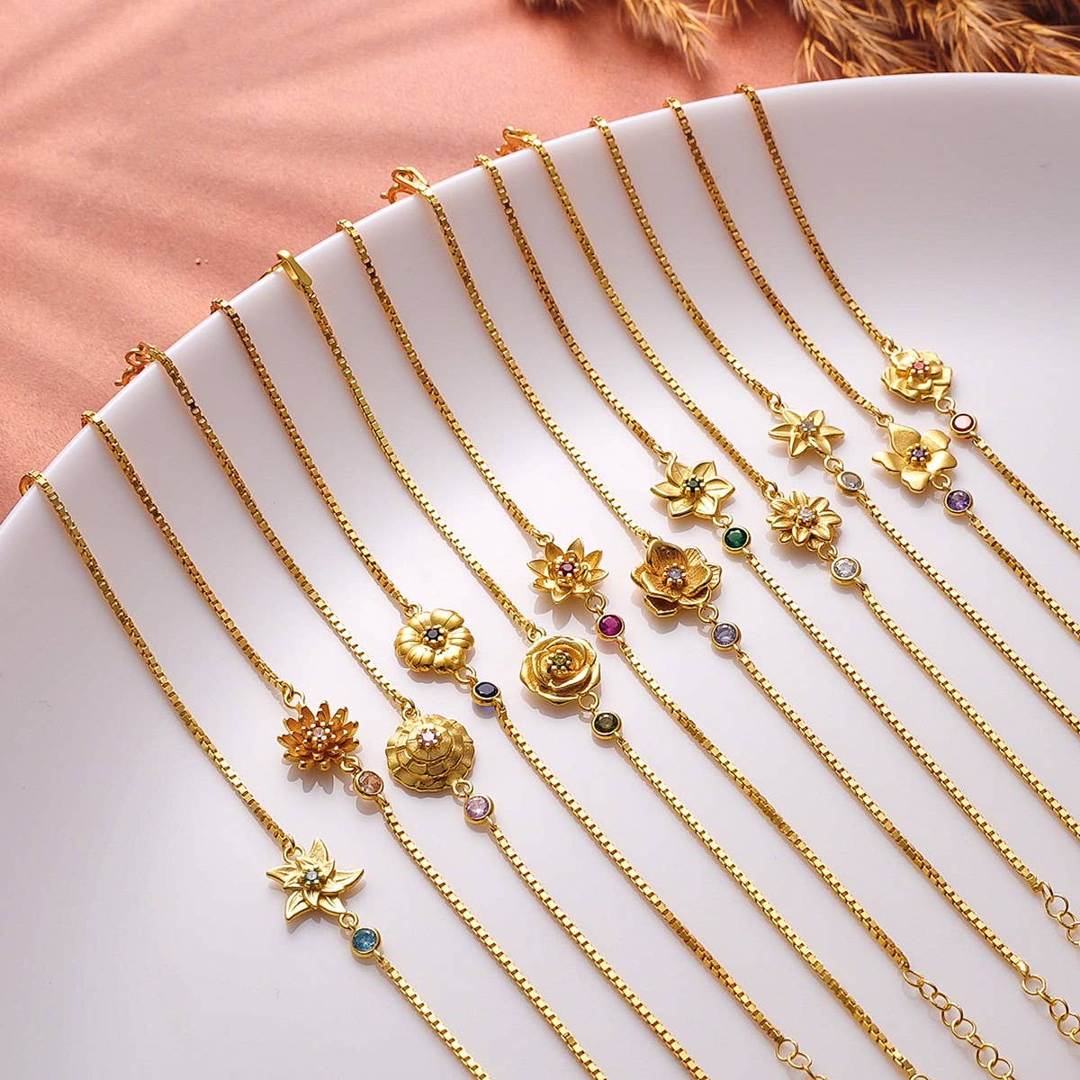 DECEMBER FLOWERBRACELET ZIRCON PENDANT BRACELET