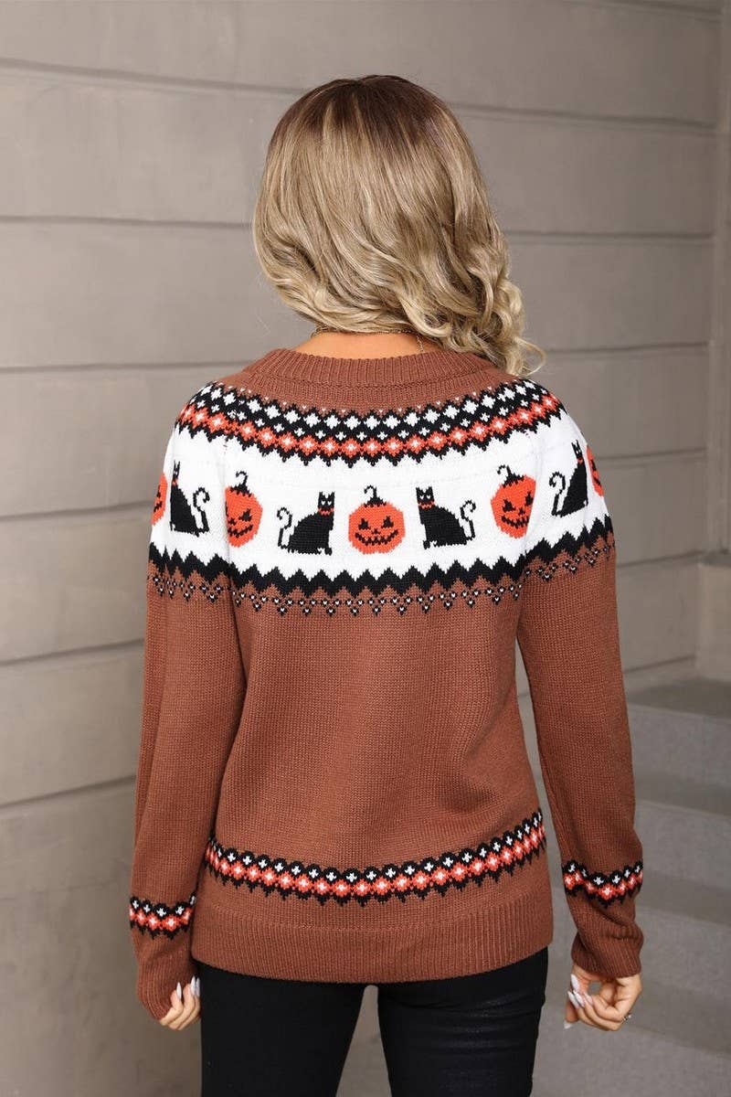 CWOSWL07569_HALLOWEEN PULLOVER KNITTED SWEATER TOP