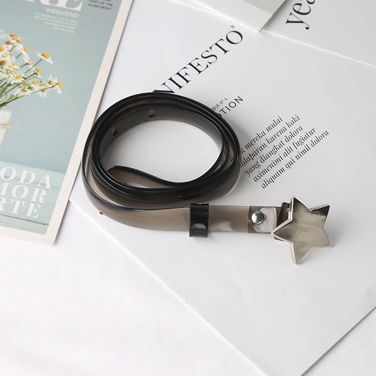 CWABE0962_STAR SNAP BUTTON TRANSPARENT VERSATILE BELT