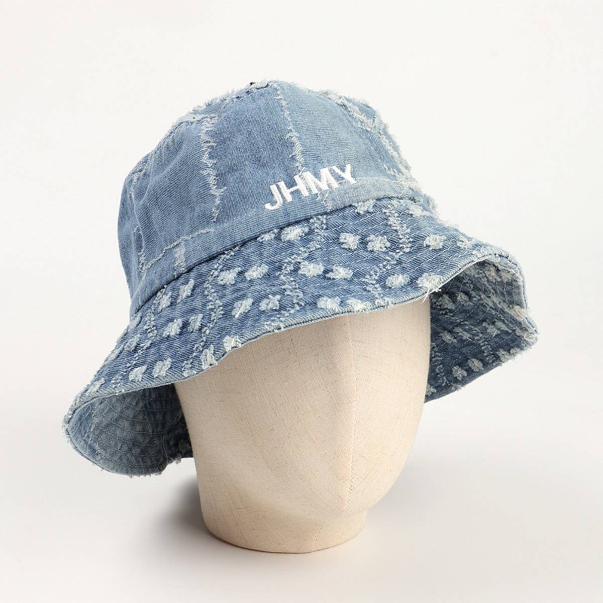 CWAH1514_VINTAGE LETTERING EMBROIDERED DENIM BUCKET HAT