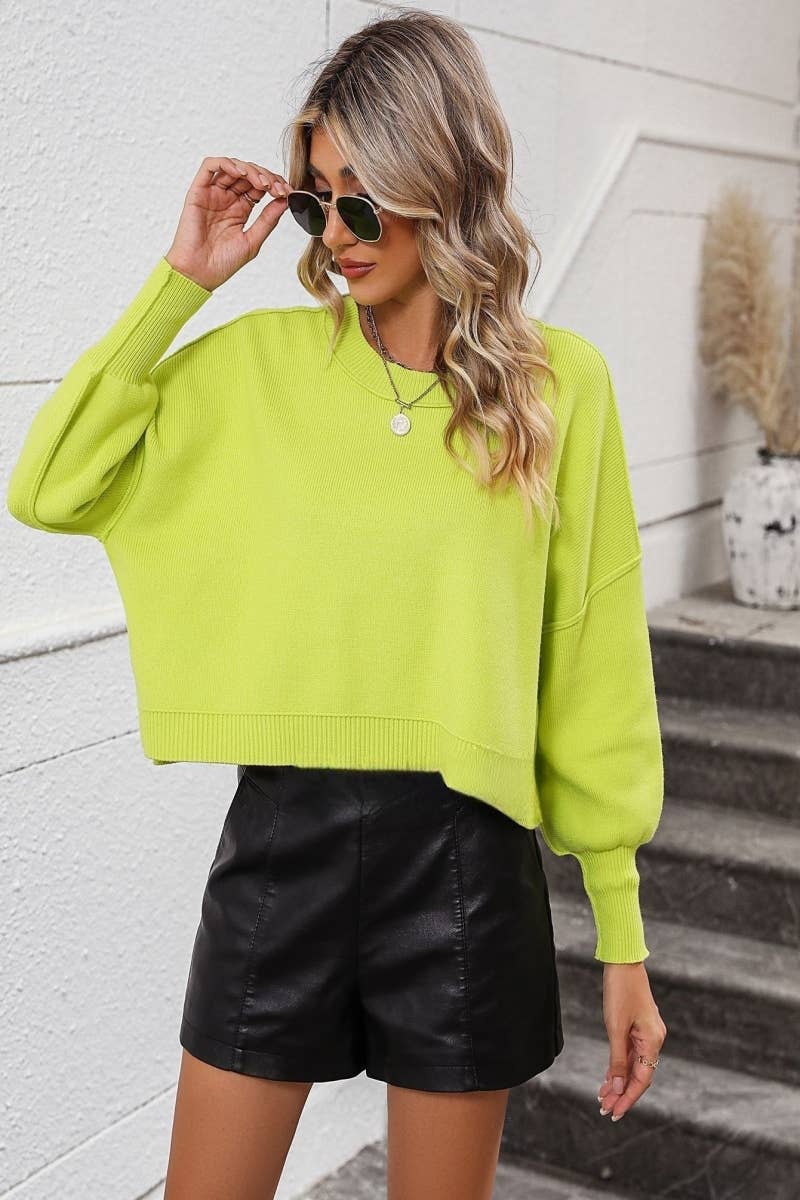 CWOSWL607  Long Sleeve Loose Neck Pullover Sweater