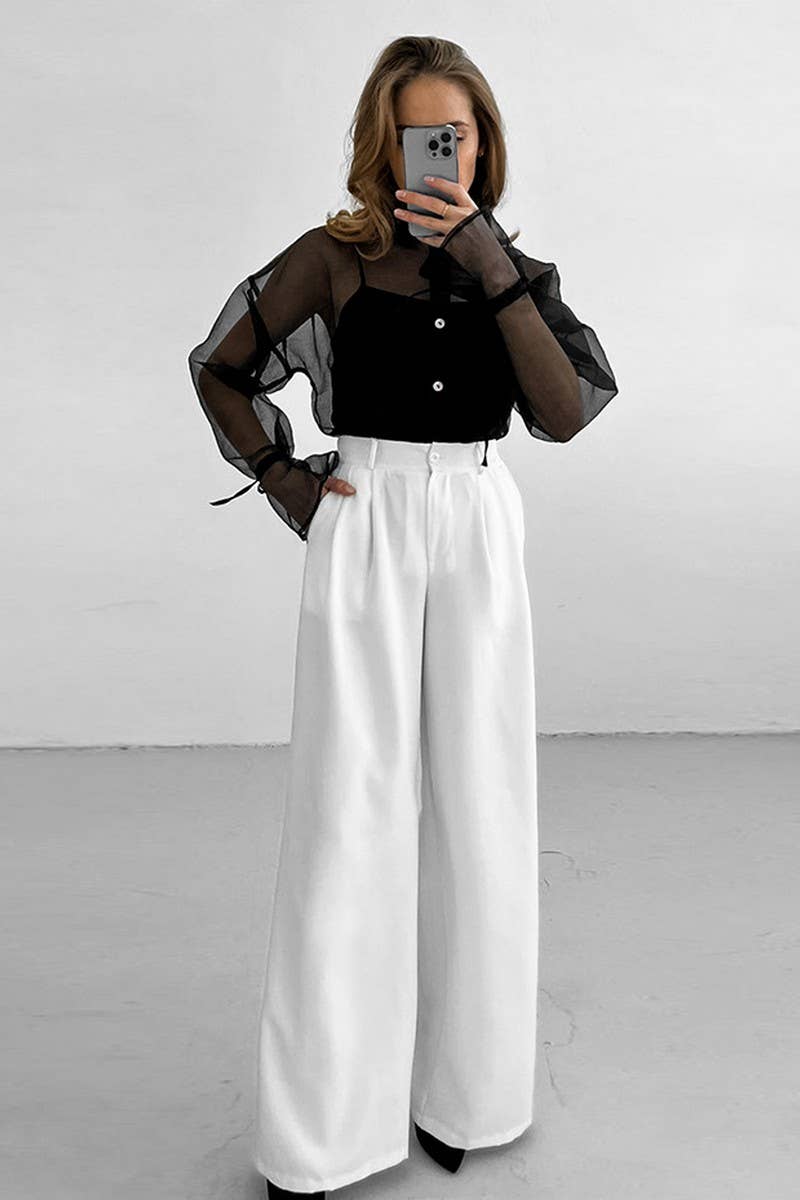 CWTSTL902_SEXY MESH LACE-UP SEE-THROUGH LONG-SLEEVED SHIRT