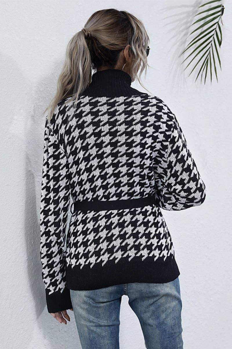 CWOCAL1973_WINTER VINTAGE PLAID V-NECK SWEATER CARDIGAN