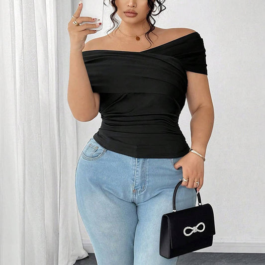 Chic Off Shoulder T-Shirt ??Elegant Summer Style_CWTHT0260