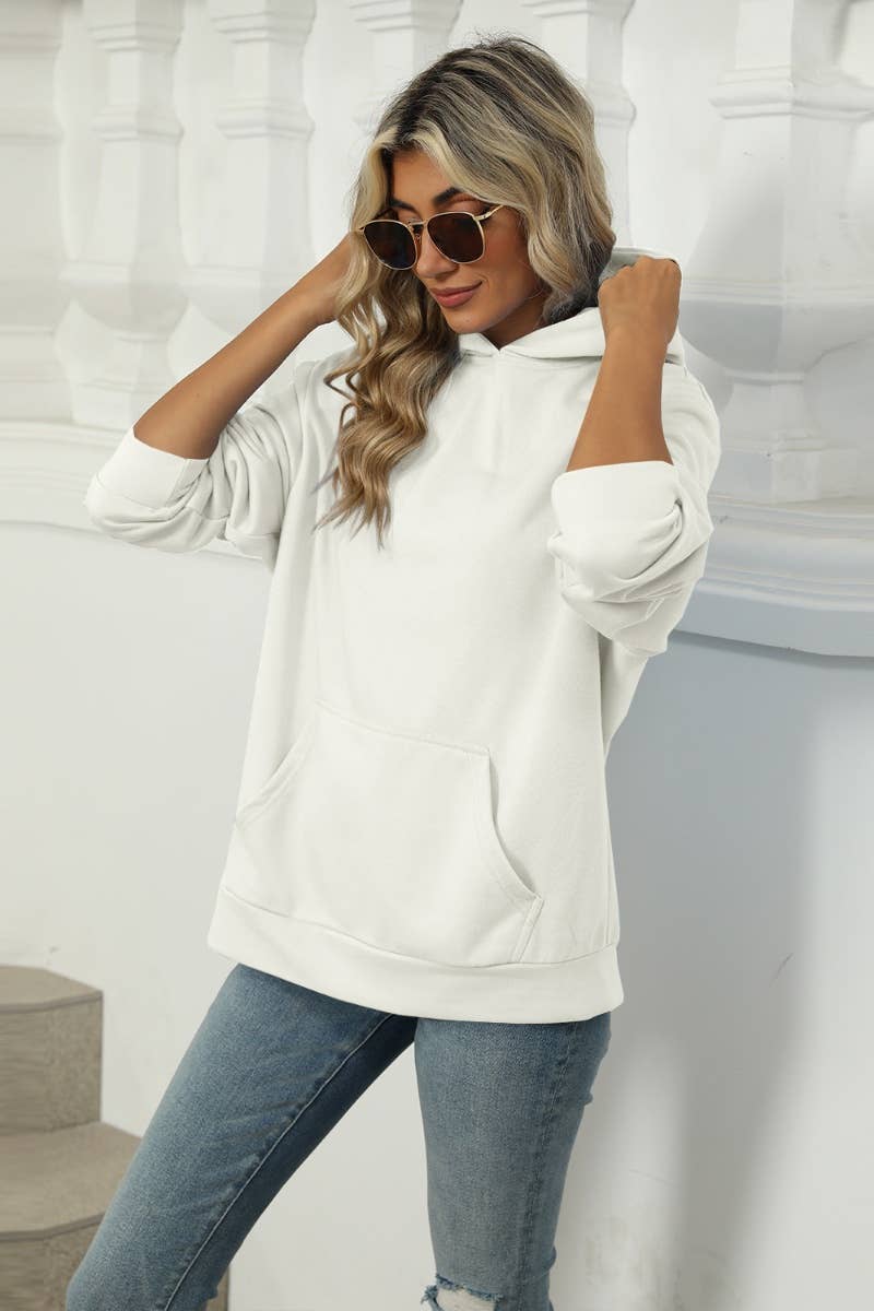 CWOHOL1028_SOLID COLOR HOODED POCKET LONG-SLEEVED HOODIE