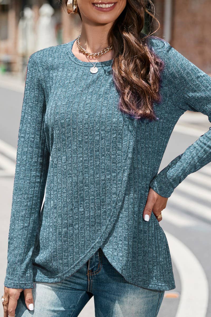 CWTBLL3654_SPRING AND AUTUMN NICHE SLIT LARGE SIZE TOPS